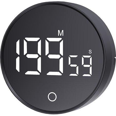 Minuteur numérique à piles - noir - cuisine/bureau -