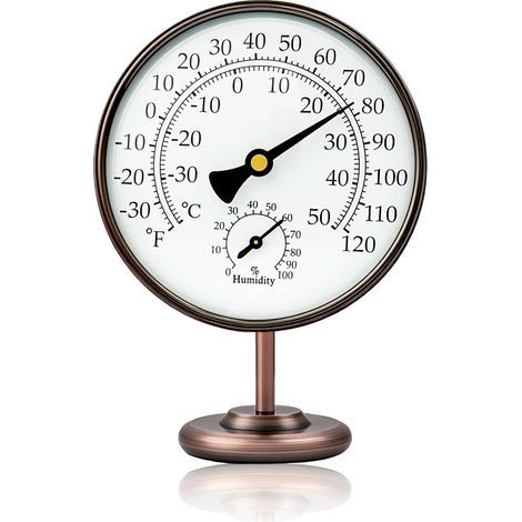Thermomètre intérieur et extérieur en laiton, thermomètre décoratif d'intérieur avec humidité (1/5)