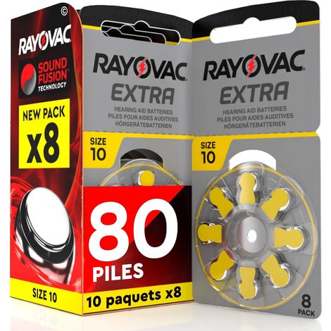 80 Piles pour appareils auditifs écouteurs Rayovac Extra Taille 10. - 10 Ampoules de 8 Piles (1/5)