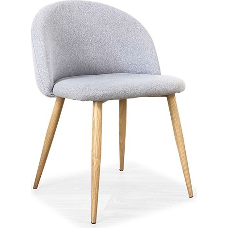 Designetsamaison – Chaise scandinave grise en tissu premium – Pieds en métal imitation bois – Hauteur d'assise 49cm – Confort et élégance pour salle à manger (1/5)
