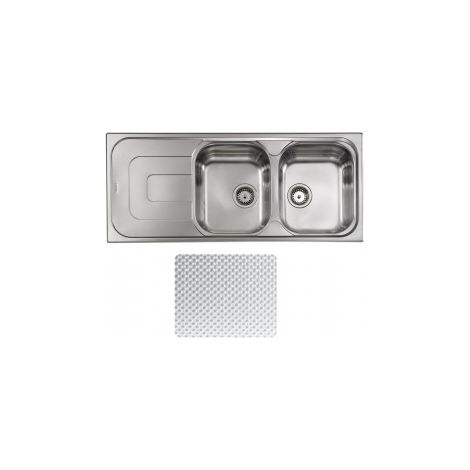 CM 011397.D1.01.2016 Pizzica Lavello da Incasso 2 Vasche con Gocciolatoio a Sinistra Acciaio Inox Antigraffio (116x50x17 cm) colore Inox (1/5)