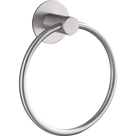 (Brushed) Adhesive Towel Holder Bathroom Strong Towel Ring, Stainless Steel, Chrome (1/5)