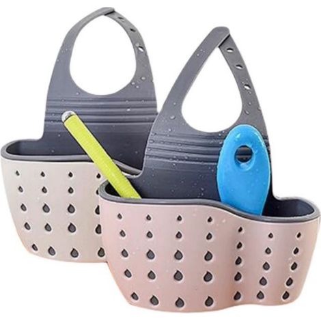 Sac de vidange d'évier réglable à clipser rangement cuisine panier double couche 2 pcs (1/5)