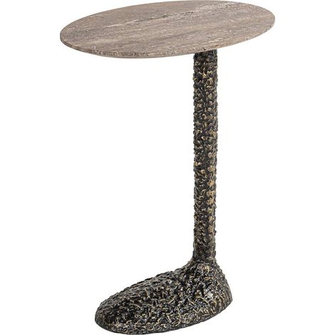 table dappoint élégante en travertin et aluminium brun - brun travertin et bronze texturé (1/4)