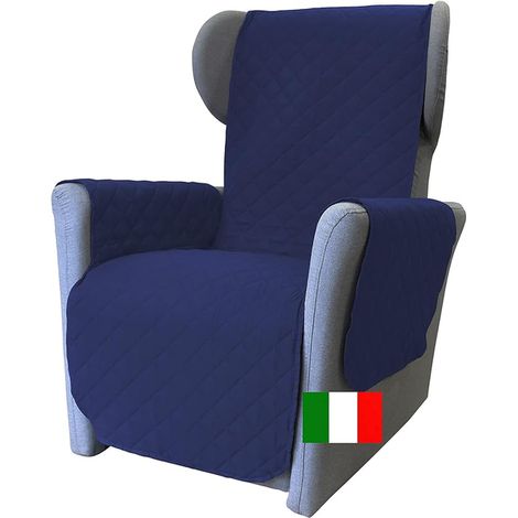 Armchair Cover with Armrests and Seat 55 cm Waterproof Reversible Non-Slip Relaxation Anti-Stain Anti-Scratch Dogs Cats Modern Blue (1/3)