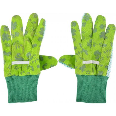 Outils Et Nature – Gants de jardinage enfants 6/10 ans – 100% coton et polyester – Protection contre coupures – Design coloré et attractif
