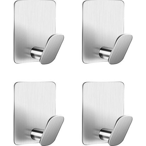 Stück – Klebehaken – Edelstahl – Wandmontage ohne Bohren – für Handtücher und Mäntel, Badezimmer, Küche, Silber, 5 x 3 cm (1/5)