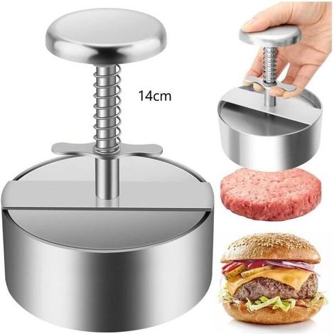 Presse à Burger, 304 Acier Inoxydable Presse à Hamburger, Ajustable Steak Haché Presse à Burger, Facile à Utiliser, Antiadhésive Presse à Hamburger pour Réunion de Famille, Fête-14cm (1/5)