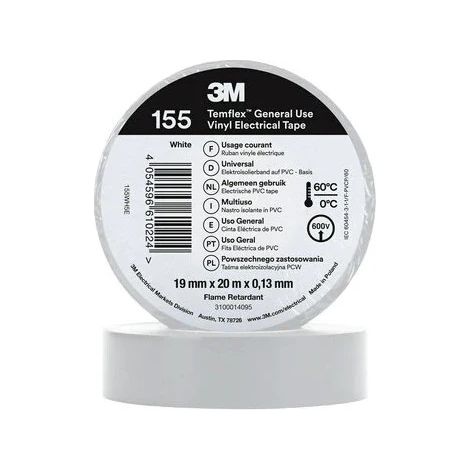 Temflex Isolierband 155 PVC 19mm x 20m 3M 7100184744 Weiß