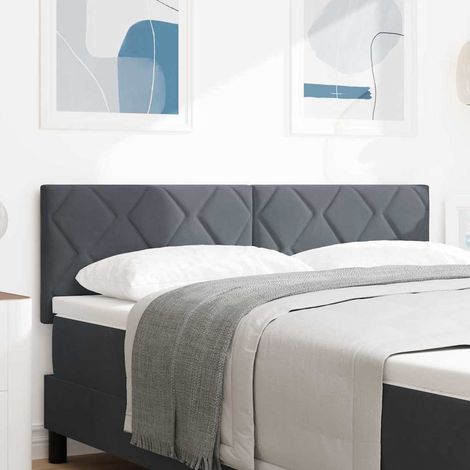 Tête de Lit LED-Panneau de lit avec lumière Géométrique Gris foncé 160 cm Velours 459848 (1/5)