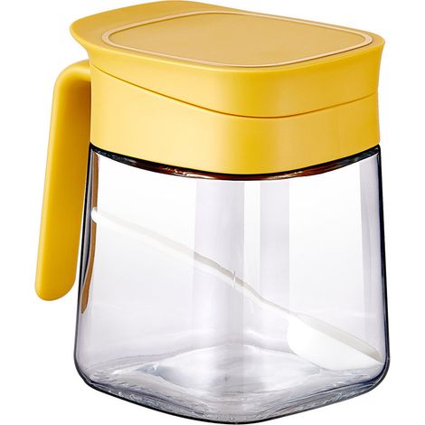 Bocal à épices en verre transparent, pot pour sel, sucre, poivre et condiments, jaune, pour cuisine domestique (1/5)
