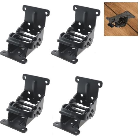 2 charnières autobloquantes pliables en acier au carbone noir de 0 à 180 degrés avec vis de montage, supports d'extension autobloquants, accessoires pour pieds de table pliables, étagères murales et t (1/5)