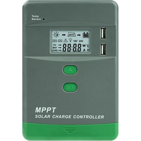 MPPT 20A Bluetooth Solar Charge Controller, Dual USB, Automatic Identification, 12V/24V Solar Panel Regulator, Max Voltage 60V, LCD Screen MRL20 (1/5)