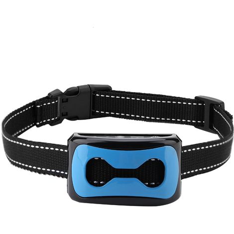 Dispositif anti-aboiement rechargeable et étanche avec détection des aboiements (bleu) (1/5)