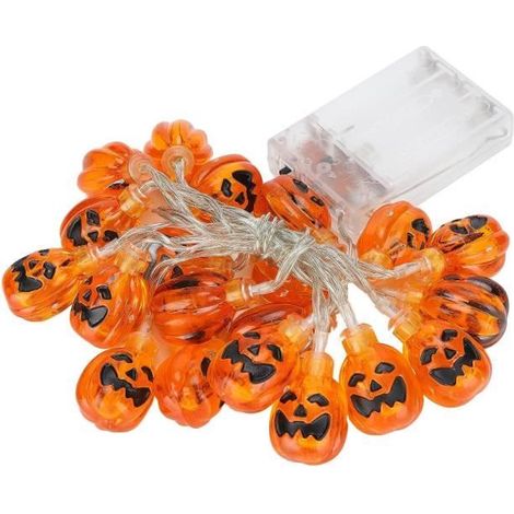 LOTUS LED-Lichterkette - Halloween-Kürbis - 10 LED-Lämpchen - Batteriebetrieben - Mehrfarbig