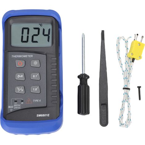 Thermomètre Digital LCD Thermocouple -50°C à 1300°C Rétroéclairé Mesure Liquide Gaz Solide 4 Sondes (1/4)