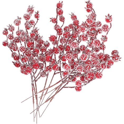 10 branches de pommier d'ornement artificielles à bulles (rouge) - Décoration de Noël pour la maison et les soirées (-26X7cm-Red (1/2)