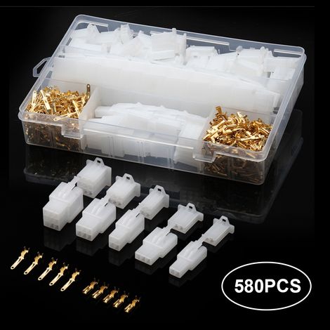 580PCS 50Sets Connecteurs Bornes Auto Moto Électrique 2.8mm 2 3 4 6 9 Broches Fil Câble avec Coffret (1/2)