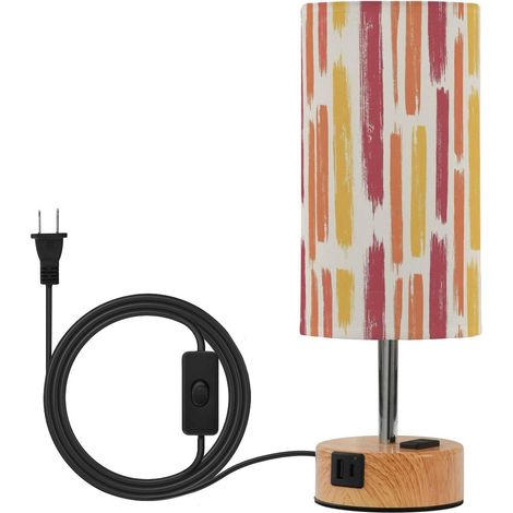 JUNZAN Lampes de table ferme à rayures rouges et oranges avec (1/5)