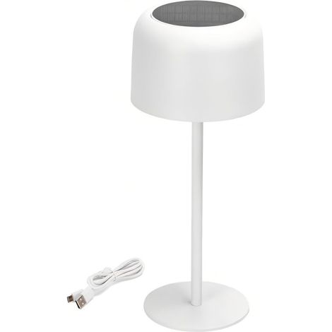 Lampe LED Solaire Rechargeable Blanche 3W Lumière Chaude 3000K Variateur Tactile Portable Intérieur Extérieur