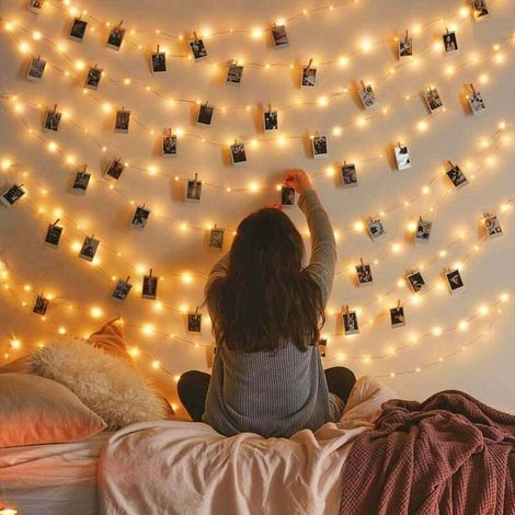 DEESSE SHOP - 50 Guirlandes lumineuses à clip photo LED/support, guirlandes lumineuses d'intérieur de Noël pour accrocher des cartes photo et des mémos, lumières décoratives à clip photo (50 pièces) (1/5)