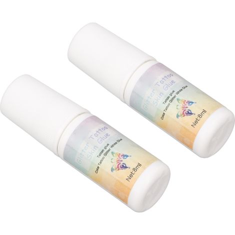 Lot de 2 tubes de 8 ml de colle cosmétique pailletée pour la peau, résistante à l'eau et à haute adhérence, idéale pour les yeux, les cheveux et le visage. (1/5)
