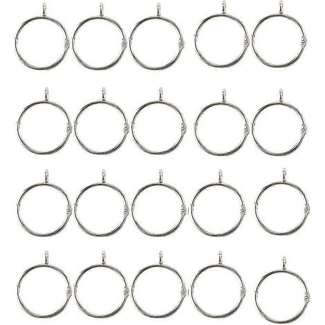 20 silberne Gardinenringe, rostfreie Metallschlaufen mit Ösen für Gardinen H