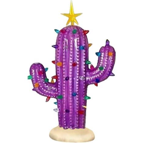 Décoration en résine de cactus - Décoration LED - Lumière d'intérieur - Atmosphère - Cour (Violet) (1/4)