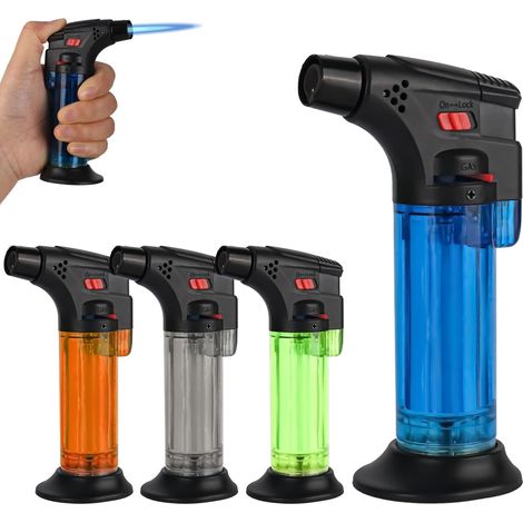 Set mit 4 verstellbaren und windfesten, nachfüllbaren Butangasfeuerzeugen (Butangas nicht enthalten)