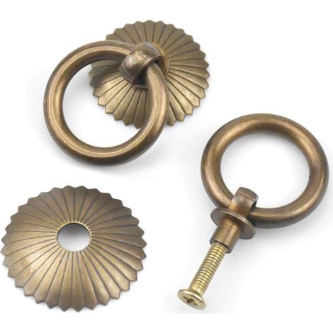 6 pcs Poignee de Meuble Vintage, Tiroir Bague Poignée de Traction, Poignées de Tirage Antique, Bouton de Meuble pour Cuisine Armoire Placard Commode Porte Oi-FRIS