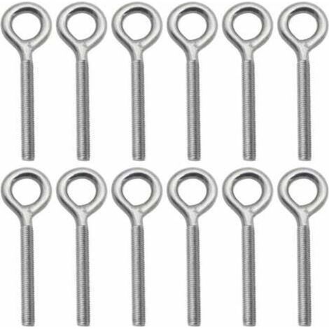 Lot de 12 boulons à œil M6 en acier inoxydable AISI 304résistants à la corrosion, pour balançoires et équipements extérieurs (1/4)