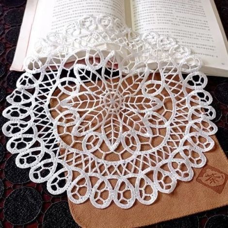 Lace placemat - SET DE TABLE2CD-51207-08 - Round hollow bowl napkin insulating cushion placemat (1/4)