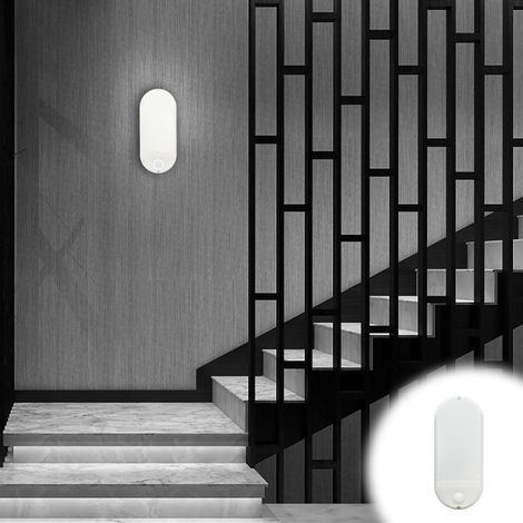 Lampe Murale Led - Détecteur De Présence Et De Son - Pour Couloir Escalier Chambre - 22,5 X 10 X 3 Cm - Blanc - 1 Pièce (1/5)
