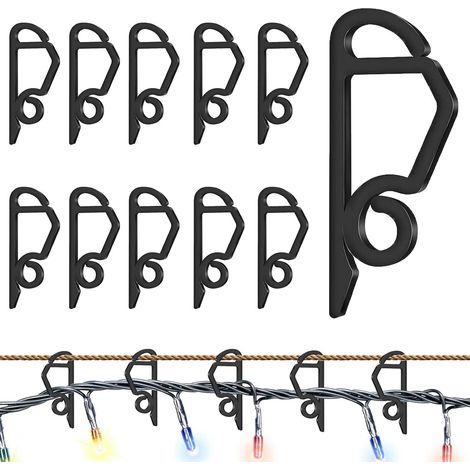 120 Pcs Noël Crochet pour Guirlande Lumineuse, Crochet Guirlande Exterieur, Crochet Gouttiere Guirlande, Crochet Guirlande Lumineuse pour Éclairage Extérieur de Noël (Noir) (1/5)