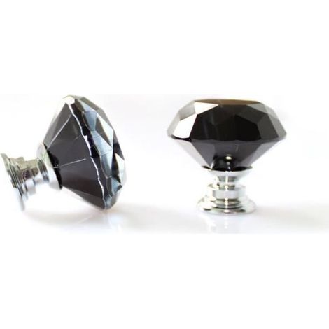 10 pièces Poignées Boutons Diamant Cristal Verre Portes Meuble Tiroir Placard Décoration Noir (1/4)