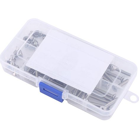 Assortiment de 80 vis à tête plate hexagonale creuse M4 en acier inoxydable SS304, en boîte (1/4)