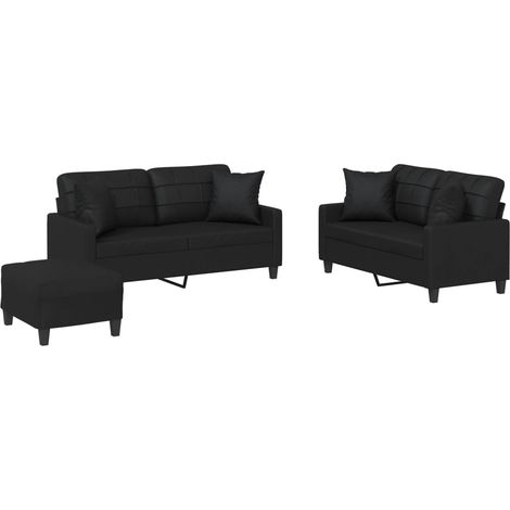 Maison Exclusive - Set di Divani 3 pz con Cuscini Nero in Similpelle