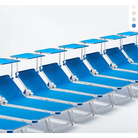 20er Set Nettuno Aluminium Sonnenliegen mit verstellbarem Sonnendach - Blau (1/5)