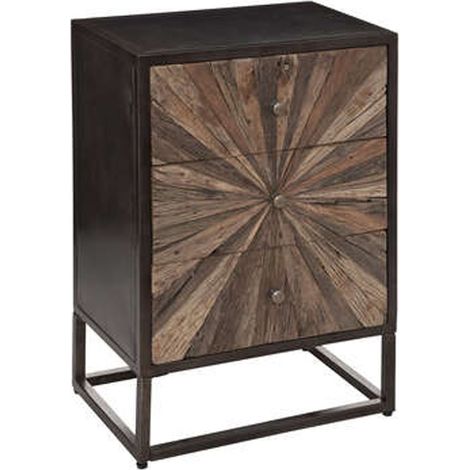 Chiffonnier avec 4 tiroirs en bois / fer coloris Beige - Longueur 48 x Profondeur 34 x Hauteur 106 cm (1/4)
