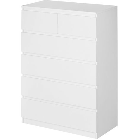 Commode 6 tiroirs meuble de rangement sans poignées design minimaliste 80 x 39 x 115 cm blanc (1/5)