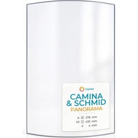 Vitre Camina & Schmid PANORAMA - Verre Courbe pour poêle à bois - 278 x 435 mm (A x H) - 4 mm (1/5)