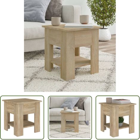The Living Store Table basse chêne sonoma 40x40x42 cm bois d'ingénierie - Table Basse - Meuble Salon - Table D'appoint - Table En Bois - Mobilier Contemporain (1/5)