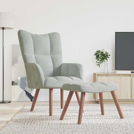 Relaxing Chair Light Grey Velvet vidaXL (1/5)