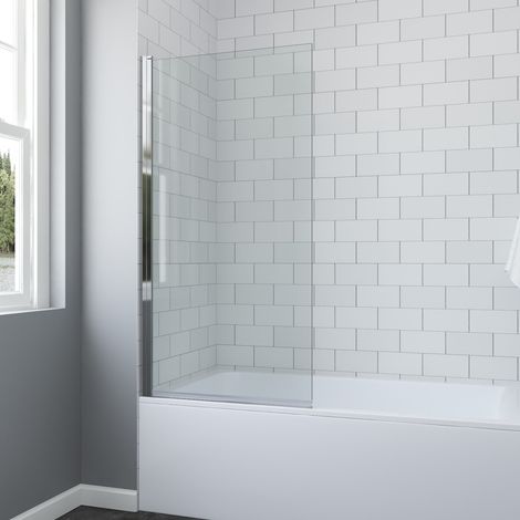 Badewannenaufsatz Duschtrennwand Duschwand für Badewanne 80 x 140 cm 8mm Klarglas mit Nanobeschichtung Duschabtrennung Nur Linke Montage Badewanne Duschtrennwand 180⁰ Drehbar