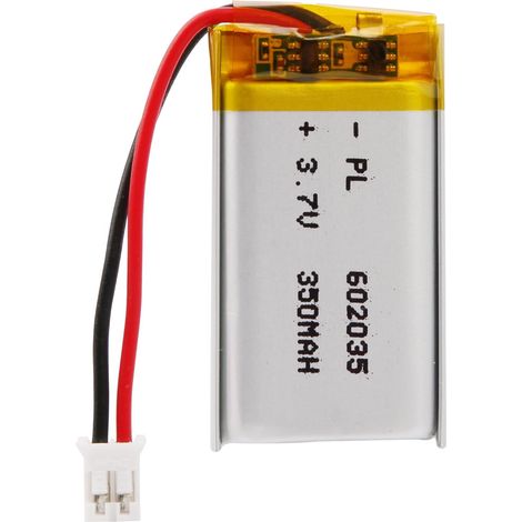 Accumulateur LiPo 3,7V 350mAh 602035 avec câble JST – Batterie lithium polymère rechargeable pour enceintes Bluetooth, projets DIY et appareils électroniques (1/5)
