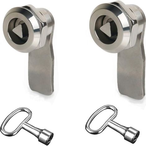 Lot de 2 verrous triangulaires, loquets de boîte de compteur électrique avec clé triangulaire, serrures de compteur de gaz en acier inoxydable, serrure filetée pour boîte aux lettres, armoire, tiroir (1/5)
