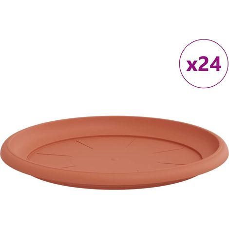 Round Flower Tray 24 pcs Brick Red Ø 27 x 2.5 cm Plastic vidaXL