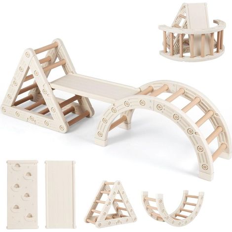 Jeu d’escalade Montessori en HDPE, triangle d’escalade 5 en 1 avec arche et échelle double face, pour la maison (1/3)
