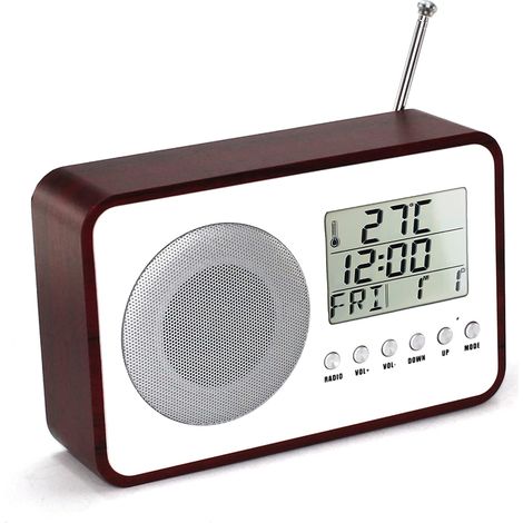 FISHTEC - Radio réveil vintage 60's, LCD, FM, alarme, 19,2 cm (1/5)