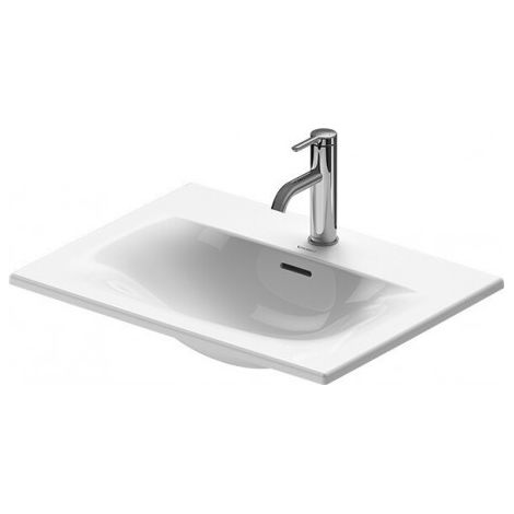 Duravit Lavabo encastré Viu 038560, 600x450 mm, pour montage par le haut, avec trop-plein, avec table de robinet, sans trou de robinet, Coloris: Blanc - 0385600060